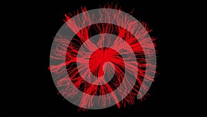 Abstract Architecture Background.red Circular thread loop. 3d Rendering 3d circles pattern with rounding effect.