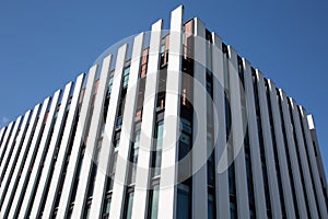 Abstract architecture background for white geometric against blue sky