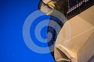 Abstract architecture with blue sky at night