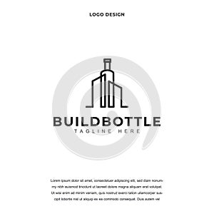 Abstract Architecture blueprint with bottle icon logo