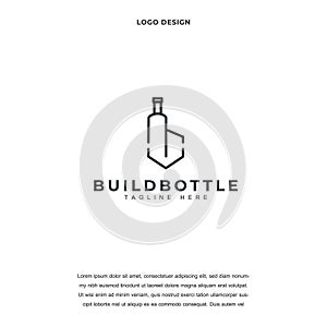 Abstract Architecture blueprint with bottle icon logo