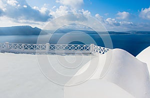 Abstract architecture of cycladic aegean traditional buildings, Santorini.