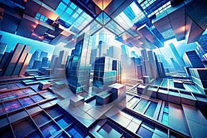 Abstract architecture geometric shape 3D render