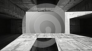 Abstract architecture interior with geometric concrete walls