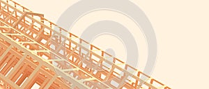 Abstract Architecture modern Technology Background with Structure Geometric on Yellow. Copy space, website