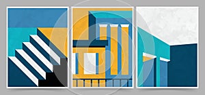 Abstract Architecture Poster with Modern Geometric Building Background Cover 2