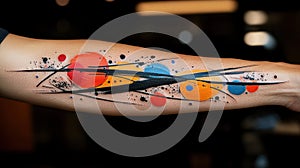 Abstract arm tattoo with vibrant colors photo