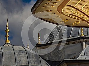 Abstract arrangement of roofs of the buildings in the Topkapi Palace in Istanbul, Turkey.