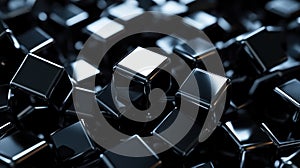 Abstract array of metallic cubes modern black background design
