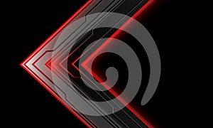Abstract arrow cyber red light geomatric on black blank space design ultramodern futuristic creative background vector