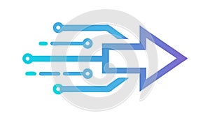 Abstract Arrow with Digital Circuit Lines, Technology Flow, vector design Generative AI