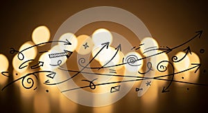 Abstract Arrows and Bokeh Lights - Concept of Direction and Choice