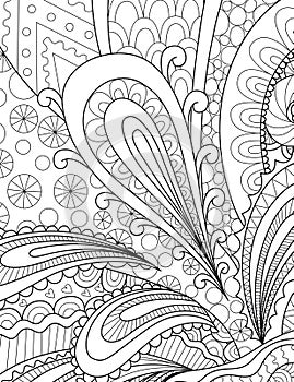 Abstract art for background, adult coloring book, coloring page with the size 8.5x11 inches.  Vector illustration