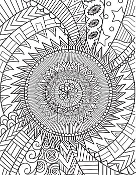 Abstract art for background, adult coloring book, coloring page with the size 8.5x11 inches. Vector illustration.