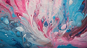 Abstract Art Background in Electric Blue and Magenta - Fluid Paint Pattern