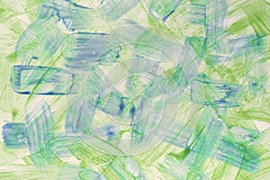 Abstract art background light blue and green colors. Watercolor painting with vibrant color strokes and splash