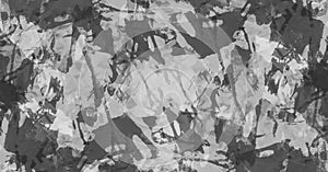 Abstract art background. Monochrome grunge texture. Brushstrokes of paint. Paint splashes. Modern black and white painting. Contem