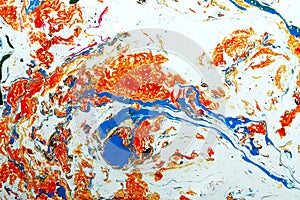 Abstract art background. Oil painting on canvas. Multicolored bright texture. Fragment of artwork. Spots of oil paint.