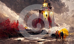 Abstract Art - A beautiful painting of a lighthouse