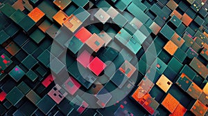 Abstract art of binary code and digital waves in blue and pink colors. AIG53F.