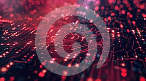 Abstract art of binary code and digital waves in blue and pink colors. AIG53F.