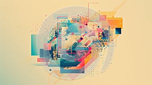 Abstract art of binary code and digital waves in colorful vibrant colors. AIG53F.
