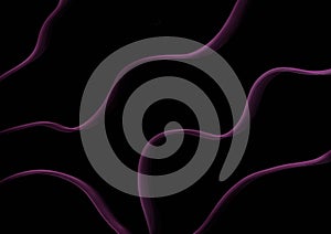 Abstract art black background with wavy purple colors lines. Backdrop with curve fluid violet striped ornate