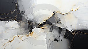 Abstract Art Black with White Blizard Line in Middle Oil Painting Background