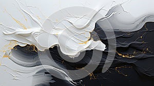 Abstract Art Black with White Blizard Line in Middle Oil Painting Background