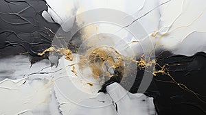 Abstract Art Black with White Blizard Line in Middle Oil Painting Background photo