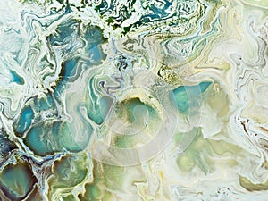 Abstract art blue and green painting, creative hand painted background, marble texture