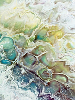 Abstract art blue and green painting, creative hand painted background, marble texture