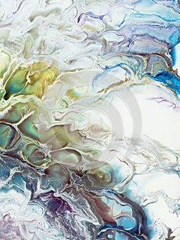 Abstract art blue and green painting, creative hand painted background, marble texture