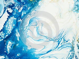 Abstract art blue painting, creative hand painted background, marble texture