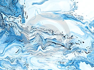 Abstract art blue painting, creative hand painted background, marble texture