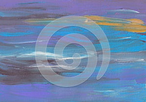 Abstract art blue, purple background. Brush strokes on paper. Contemporary artwork. Colorful artistic texture.