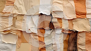 Abstract Art Collage: Beige, Brown, And Orange Tans With Ripped Silk And Torn Edges