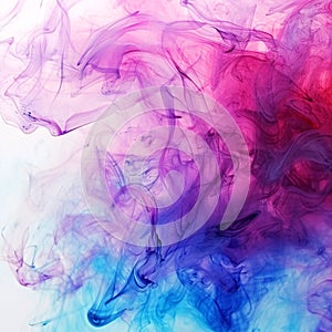 Abstract art color blue and pink smoke on a white background.