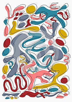 Abstract Art, Combination of Line Pattern and Abstract Colors