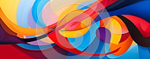 Abstract art composition featuring vibrant colors and dynamic shapes and strokes. Concept Abstract Art, Vibrant Colors, Dynamic