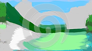 Abstract art in various shapes and colors