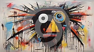 Abstract Art: The Crow Hei Hei Moana (pixar) In Basquiat, Picasso Style