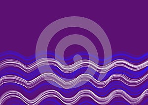 Abstract art dark purple background with white and blue colors wavy lines and copy space