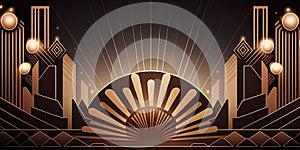 Abstract art deco. Great Gatsby 1920s geometric architecture background. Retro vintage roaring 20s texture.
