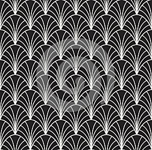 Abstract Art Deco Seamless Background. Geometric Fish Scale Pattern.