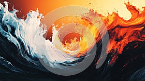 Abstract Art Depicting Fire and Water Clashing