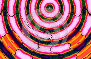 Abstract Art: Dream Caster. Colors: Blue, Green, Orange, Pink & Red