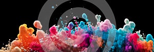 abstract art elements made of foam and bubbles, liquid substance,chaotic shapes, iridescent neon vivid colors, abstract modern