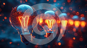 collaborative innovation, abstract art featuring interconnected light bulbs on the banner represents collaborations photo