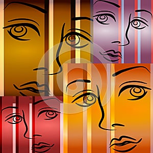 Abstract Art Female Faces